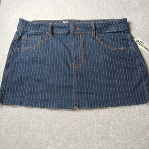 No Boundaries Women's Medium 8-10 Mid Rise Raw Hem Striped Denim Mini Skirt NWT